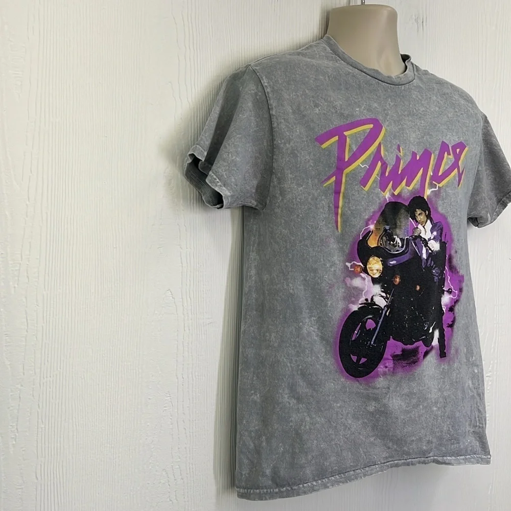 The Prince Estate - Prince Motorcycle Graphic Grey& White Tie Dye Shirt SZ M - Picture 4 of 8